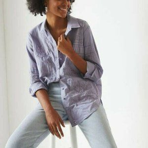 Anthropologie Handkerchief Buttondown Eyelet Embroidered Shirt